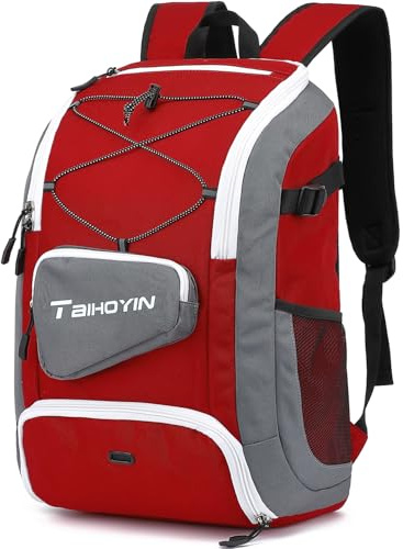 TAIHOYIN Borsa da baseball per adulti con scomparto per scarpe e tasca bagnata, zaino per softball per allenatori con scomparto per laptop, casco e porta guanti, zaino per attrezzatura attrezzatura