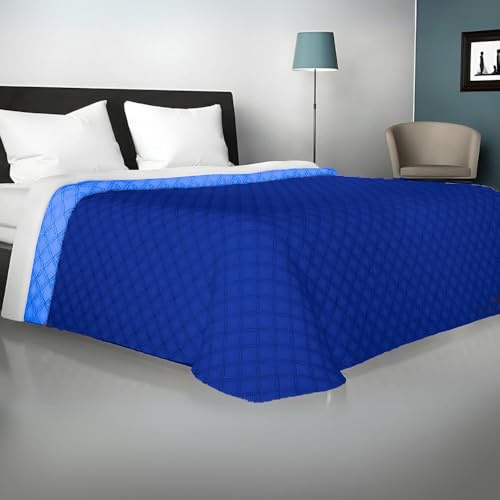 Viterbo Biancheria - Copriletto Matrimoniale Estivo e Primaverile Leggero, Trapunta Estiva Matrimoniale Double Face, Trapuntino 250x250cm Made in Italy (Matrimoniale (881), Blu/Royal)