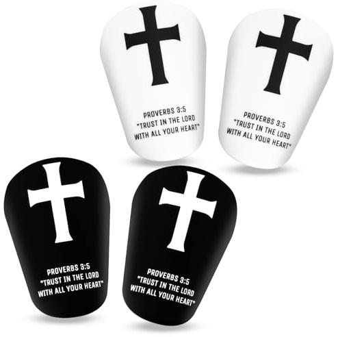 lasuroa 2 Paires Mini Protège Tibias Football, 8 x 5cm Jésus Croix Chrétienne Petit Protège-Tibias de Football Équipement Protection pour Enfants Adolescents Adultes Garçons et Filles