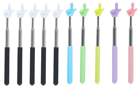 10 unidades de puntero extensible, puntero de dedo colorido, puntero telescópico para profesores, con forma de dedo para enseñanza, conferencias, aulas, lecturas, suministros para profesores
