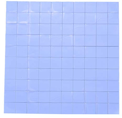Janasiba 100 almohadillas térmicas de silicona 10 x 10 x 1 mm para cuerpo conductor de aislamiento térmico, color azul