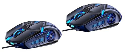 DIYEAH 2 Piezas Ratón USB con Cable Silencioso para Gaming Botones Mecánicos Luz RGB de Colores Diseño Ergonómico para Ordenador Accesorio de Duradero y Cómodo