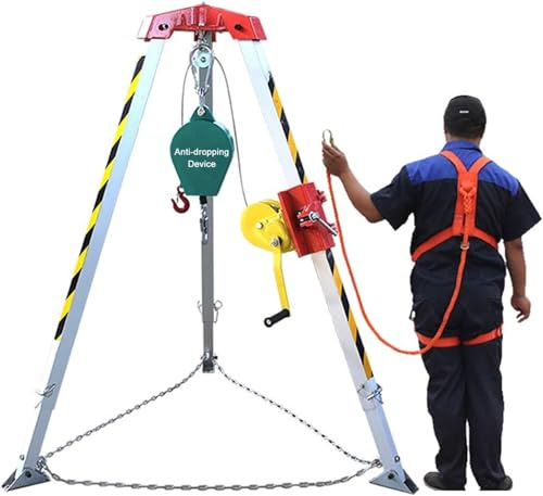Kit di protezione anticaduta treppiede in alluminio per spazi ristrettiCablaggio di sicurezza e attrezzature di salvataggio per scavi di trincee e tunnel Sistema di prevenzione delle cadute durevole