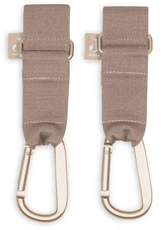 Jollein Ganchos para Carrito - Milky Coffee - 2 Unidades - Prácticos Ganchos para Bolsos - Sujeción Segura para Bolsos de pañales - Accesorios para Cochecito - Resistentes y Antideslizantes