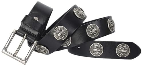 Spindelnittat Läderbälte Med Nitar, Western Cowgirl Punkrock, For Män Och Kvinnor, Nitade Jeans, 38 Mm Brett(105cm/waist:34~36)