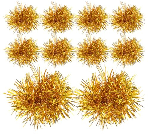 YARNOW 20 Pezzi Pompon da Ballo Dorati Manici in Plastica Pompon Portatili per Cheerleading Sportivo e Spirito di Squadra Accessori per Spettacoli e Eventi di Team Rooters