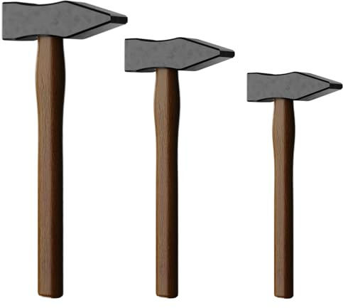 3PCS Carbon Steel (4.85',3.96',2.64'LB) Blacksmith Hammer, Blacksmith Forge Tongs Tool with Hickory Wood Handle for Bladesmithing, Jewelry Making, and Metal Forming Blacksmithing Tongs Tools