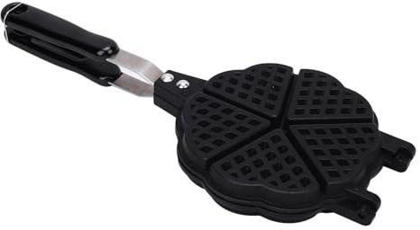 Mini gofrera en forma de corazón, sartén de aluminio para estufa, 6,3 por 14,2 pulgadas, bandeja para hornear gofres portátil