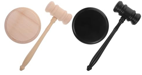 WEKAMOS 2Set Hearing Gavel med Träklubba och Bas Professionell Domargavel för Auktioner Jurister Möten och Ljudblock i Hållbar Träfinish för Rättssalar och Seminarier