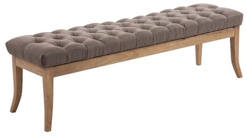 CLP Banquette Ramses en Tissu I Assise avec Coutures Décoratives Banc Design pour Cuisine ou Couloir I Pieds en Bois Antique Clair I Couleur:, Couleur:Taupe, Taille:150 cm