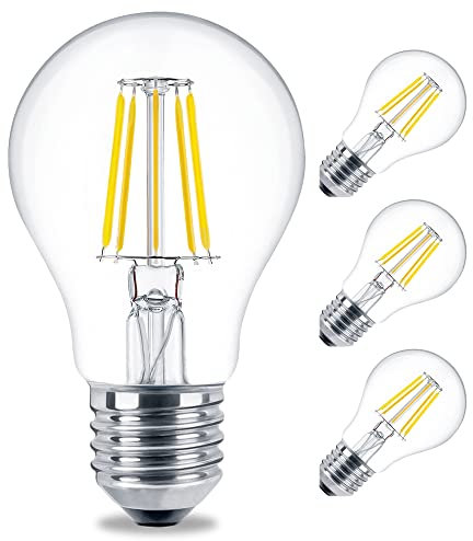 linovum 4 Stück E27 LED warmweiss Dimmbar ohne Dimmer - fourSTEP Leuchtmittel Glühbirne mit normalem Lichtschalter dimmen 5W 230V