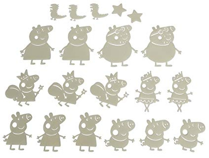 Simba 109262387 - Peppa Pig Glow in the Dark Set, verschiedene Charaktere und Formen, 20 Teile, ab 3 Jahren, Kinderzimmerdeko, Wand Deko
