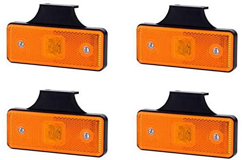 4 x 3 SMD LED Orange Begrenzungsleuchte mit Halterung 12V 24V E-Prüfzeichen Seitenleuchte Umrissleuchte Anhänger Wohnwagen Auto LKW PKW Licht