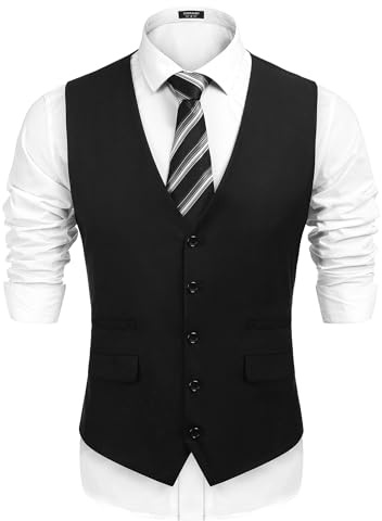 COOFANDY Mens Suit Vest Formal Dress Vest Slim Fit Buesiness Wedding (Black,X-Large)