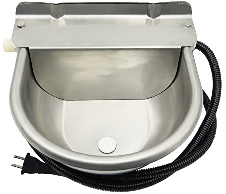 Stainless Steel Automatic Heated Water Bowl with Float Valve Water Trough Pet Thermal-Bowl for Livestock Cattle Dog Goat Pig Horse