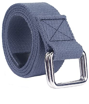 SEIWEI Cinturón de lona trenzado, cinturón elástico con hebilla de doble anillo de 110 cm, cinturón ajustable para hombres y mujeres, gris oscuro, 110