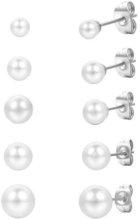 Ozmw Perlen ohrstecker Klassische Perlen Ohrstecker für Damen und Mädchen - Schlicht und elegant