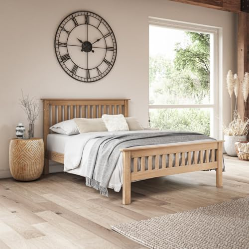 SlumberWorx PITLOCHRY SOLID WOODEN OAK BED FRAME - DOUBLE/KING SIZE - SHAKER STYLE (King (U.K. Standard))