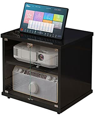 Högtalarställ Ljudskåp Ljudfästet 2-lagers mediefäste Audio-visuellt skåp lämpligt for spelkonsoler, dvd Spelare Högtalarfästen Mediaställ(Black)