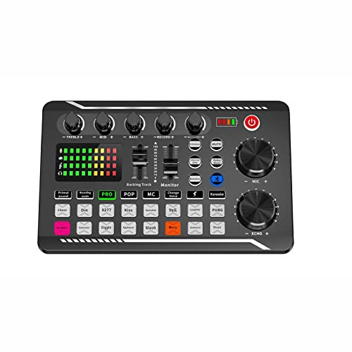 Tarjeta de sonido Bluetooth para grabar transmisión en vivo, múltiples efectos de sonido, interfaz de audio, tarjeta de sonido externa
