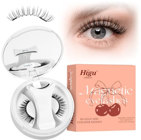Higu clace Ciglia magnetiche, ciglia magnetiche senza eyeliner, look naturale magnetico, non richiede colla(kit NB)