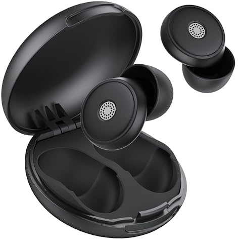 Tapones Oídos Ruido Dormir -45 dB, Tapones de silicona blandos y reutilizables con 8 tapones y bolsa de transporte, para dormir, conciertos, trabajar, estudiar, viajar (Negro)