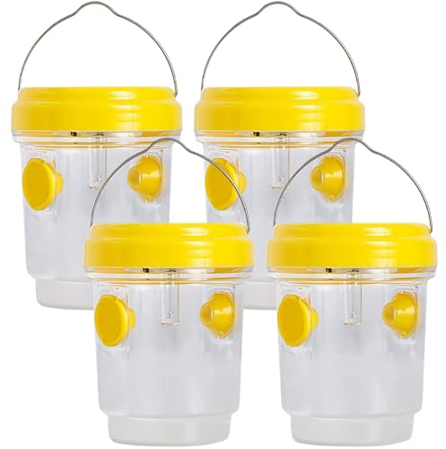 KYEQATY Wasp Trap 4PCS Plastic Yellow Jacket Trap Portable Bee Killer with Hanging Handle Reusable Wasp Traps Outdoor Hanging for Garden Lawn Camping