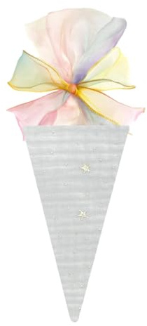 Generisch Geschwister Schultüte Mini Schultüte,Mini Schultüte Geschenktasche, 49 cm, Sternenmuster in Blau, Stoffbeutel mit Schleife, Geschenkverpackung für Einschulung und Feste (Hellblau)