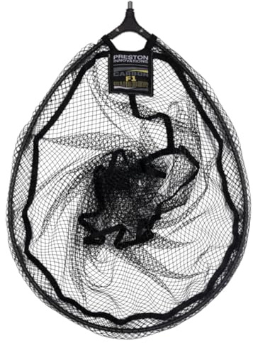 Preston Innovations Carbon F1 Latex Landing Net 18 45cm | Coarse Fishing Landing Net | Strong, Lightweight Carbon Frame | for Bagging Up on Commercial Venues | Anti-Snag Mesh | Code P0140060