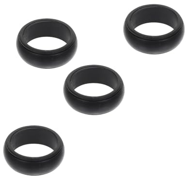 MUSISALY Anelli Sportivi da Uomo in Silicone Nero Set da 4 Anelli Aperti per Esercizi in Palestra Allenamento Forza Presa e Destrezza delle Dita