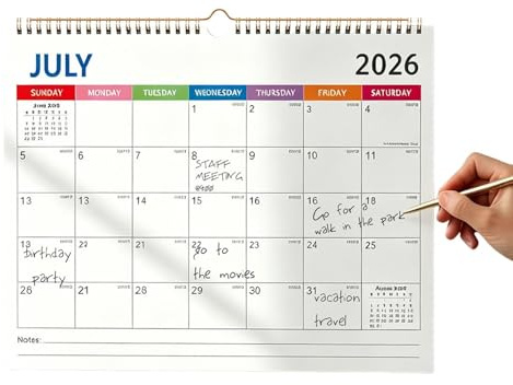 Kalender 2026-2027 enkel, 2026,7-2027,12 - 18 månader semesterplanerare för flera länder, 35 × 11 tum Yo spole väggkalender för familj kontor vägg