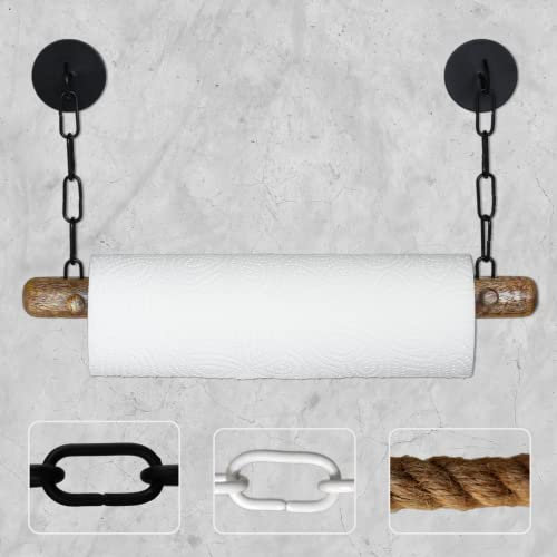 DEKAZIA® Küchenrollenhalter Holz | Wandmontage, Papierrollenhalter, Küchenrolle Halter, Mangoholz Schwarz Kuchenrollenhalterung Wandrollenhalter