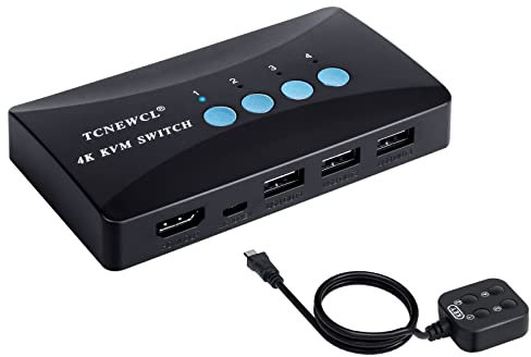 KVM Switch, HDMI e USB Commutatore con 4 Cavi KVM, per PC Monitor Tastiera Mouse Scanner Stampante