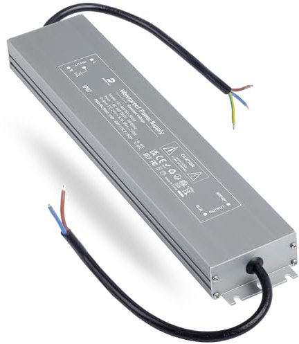 DUSKTEC LED Trafo 24V 200W Transformator IP67, Wasserdicht Netzteil Treiber AC 230V Auf DC 24 Volt 8.33A, Konstantspannung Niedervolttrafo Für Feuchtraum Badezimmer Außen LED-Streifen