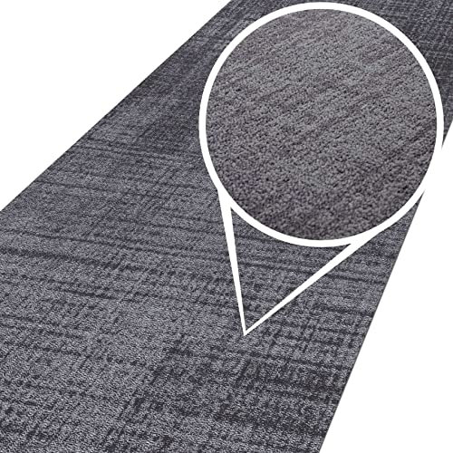 ANRO Teppich Läufer Wohnzimmer Flur Schlafzimmer Küche Küchenläufer Küchenteppich rutschfest Meterware Anton Grau 100 x 180cm Neuheit