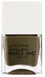 Nails Inc 45 Second Speedy Gloss, Waiting On Westminster, Khaki Green, No Chip, Long Lasting, Quick Dry, Air Dry, Professional Manicures & Pedicures, Fingernails & Toenails, Vegan Nail Polish, 14 ML