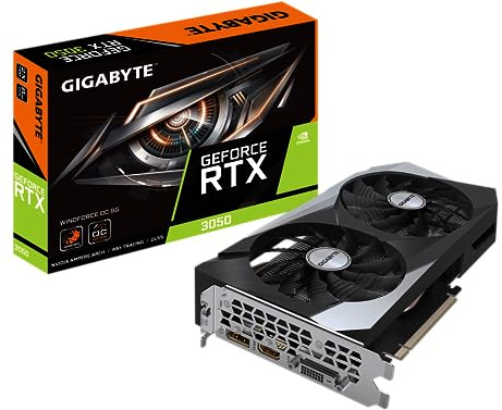 Gigabyte NVIDIA GeForce RTX 3050 WINDFORCE OC Scheda grafica - 8GB GDDR6, 128-bit, PCI-E 4.0, 1792MHz Core Clock, 1x DP 1.4, 1x HDMI 2.1, NVIDIA Ampere - GV-N3050WF2OC-8GD