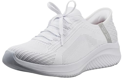 Skechers Women's Ultra Flex 3.0 Brilliant Path Slip-in Trainers, White Knit/Light Gray Trim, 6.5 UK