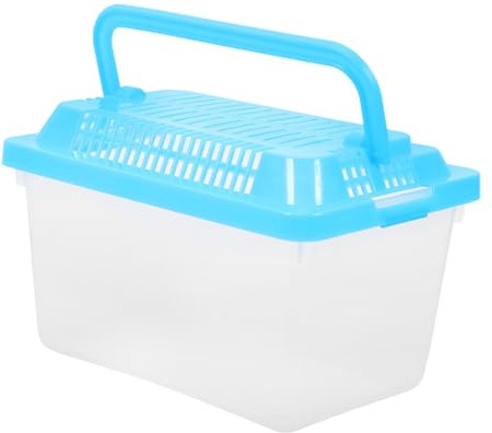 CIYODO Portable Fish Tank Handheld Aquarium Transparent Turtle Box Plastic Pet Hamster Box 5.11 X 3.54 X 3.54 in Reptile Terrarium for Feeding and Travel
