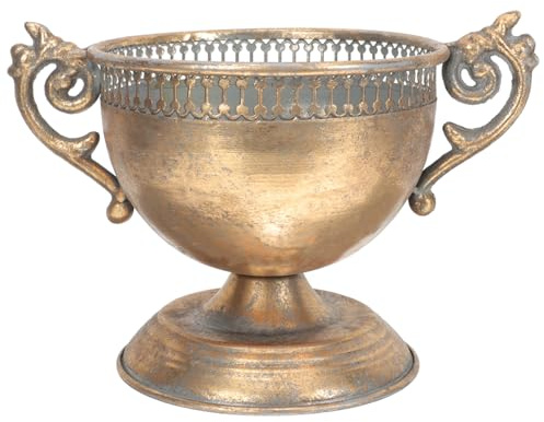 VINTORKY Decorative Vintage Style Simulated Vase 9.84 Inch Rustic Metal Flower Vase for Dried Flowers Floral Arrangements Home Office Table Decor