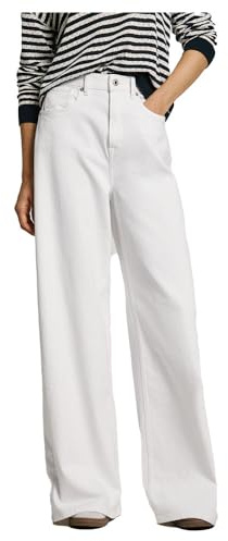 Pepe Jeans Jeans de Pierna Ancha para Mujer Uhw, Blanco (Denim - Tc5), 25W / 34L
