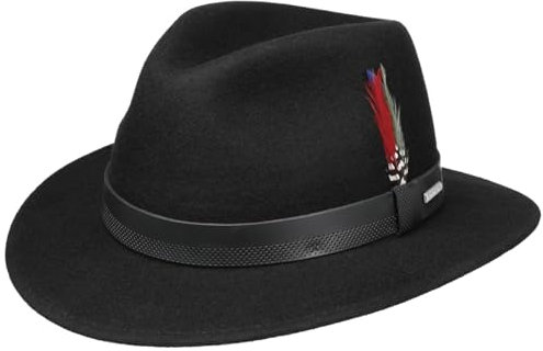 Stetson Traveller Wollhut Ledergarniturband Herren Made in EU schwarz M (56-57 cm)