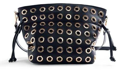 Gioseppo WAUBUN, Bolso estilo shopper de piel sintética lisa con detalles de ollados para Mujer, doble espacio con cierre de cremallera, doble asa larga para colgar al hombro, medidas 29 * 13,5 * 20