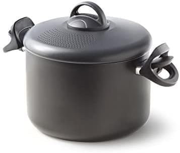 Wintem Pentola con Scolapasta Integrato 5L – Pentola Antiaderente 22 cm in Alluminio con Manici Bloccanti | Cottura e Scolatura Facile per Pasta, Verdure e Zuppe