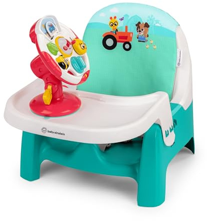 Baby Einstein Farm Explorers Asiento Elevador Compacto 2 en 1 con Bandeja y Volante Musical para Bebés de 6 a 36 Meses