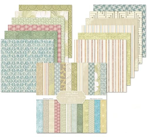 24 ark scrapbook-papper, 30,5 x 30,5 cm, 24 mönster dubbelsidigt mönsterpapper, dekorativt pappersset, flerfärgat hantverkspapper för gör-det-själv fotoalbum och klippbokdekoration (grönt och blått