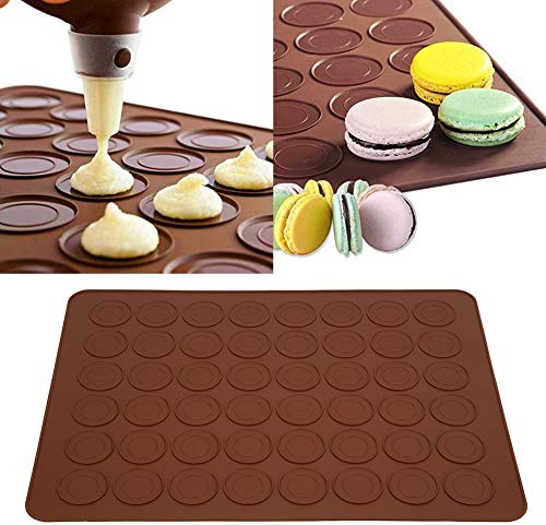 FLEXMAN Bakmattor I Silikon, 48 Håls Bakplåt Med Bakplåt, 15,2 X 11,2 Tum Nonstick Macaron Mat Gör Själv Kökstillbehör för Kakor, Pudding, Choklad, Macarons