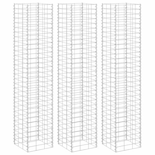 Gabion-upphöjd bädd set om 3, 30 x 30 x 150 cm, robust järn, punktsvetsad för trädgård och landskapsarkitektur, hållbar och väderbeständig, perfekt för växter och insynsskydd