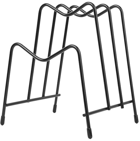 Porta Padelle Salvaspazio, Supporto per Taglieri 3 griglie, Rastrelliera Porta TaglierePorta Coperchi per Pentole Cucina Piano di Lavoro Coperchi per Pentoles, Organizzatore Pentole e Padelle, Nero