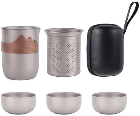 Generisch Titan Kung Fu Service à thé | Vaisselle à thé de camping, Kung Fu avec tasse à thé, pour camping, pique-nique, road trip, jardin, arrière-cour, parc, pêche, concert en plein air, terrasse